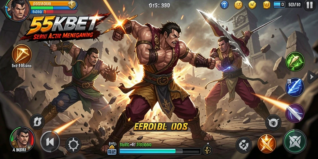 Tampilan gameplay mendebarkan dalam 55KBET, aksi bertempur yang intens.