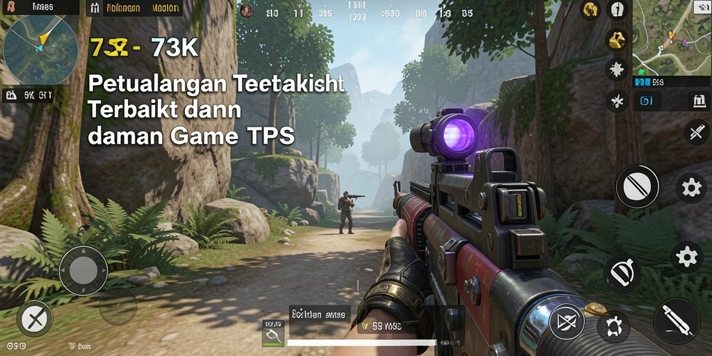 Screenshot utama 73K menunjukkan aksi mendebarkan dalam gameplay TPS.