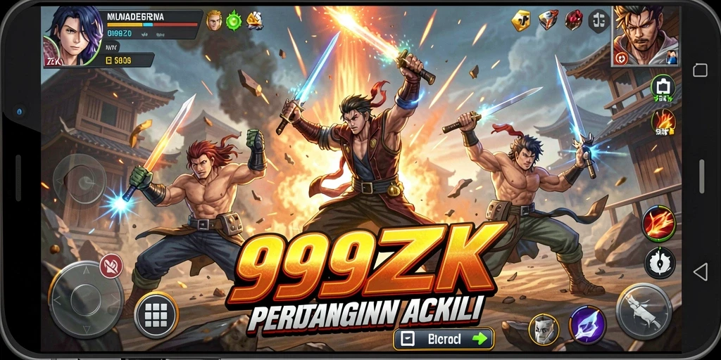 Tangkapan layar utama 999ZK menampilkan aksi pertempuran yang mendebarkan.