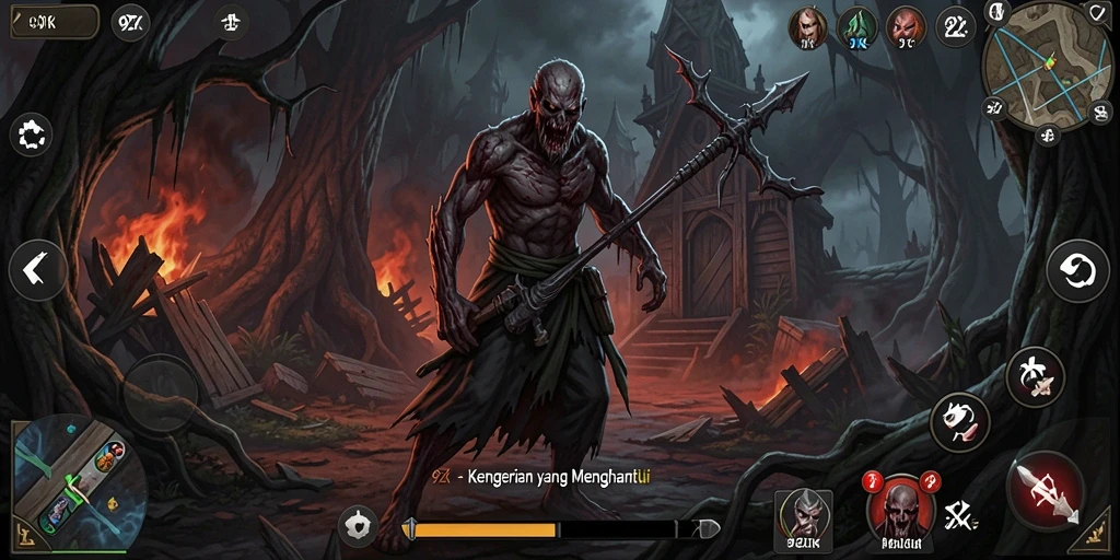 Tangkapan layar menunjukkan gameplay menegangkan dalam suasana gelap dan mencekam.