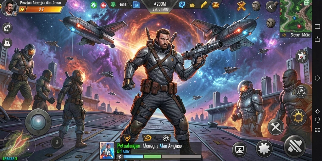 Gameplay seru A200M dengan eksplorasi luar angkasa yang menantang.