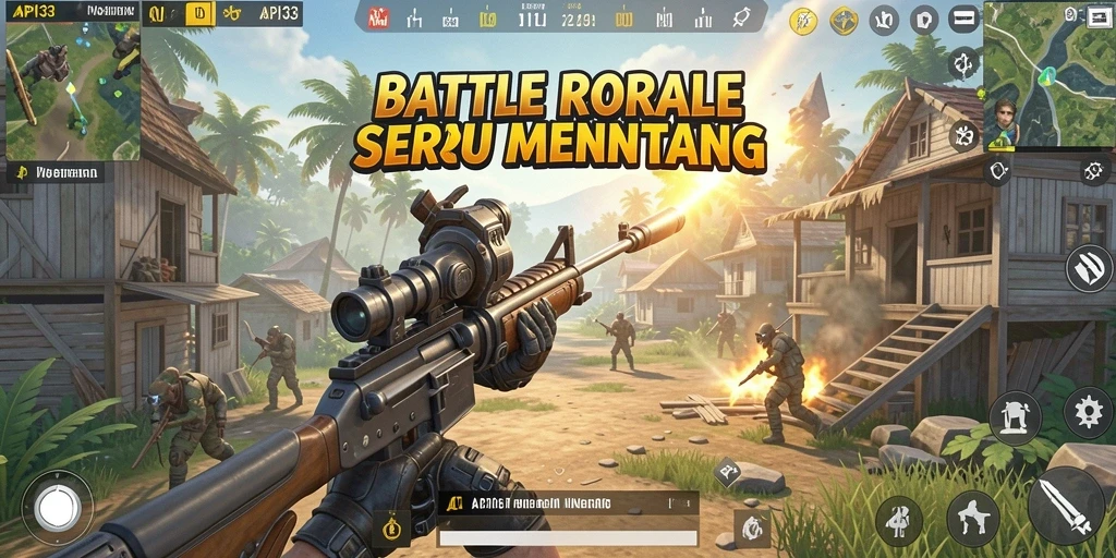 Tangkapan layar API33 menunjukkan aksi seru dalam pertempuran Battle Royale.