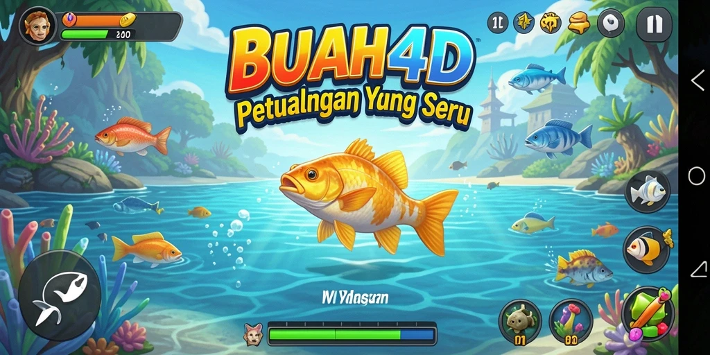 Screenshot utama BUAH4D menampilkan gameplay memancing yang mengasyikkan.