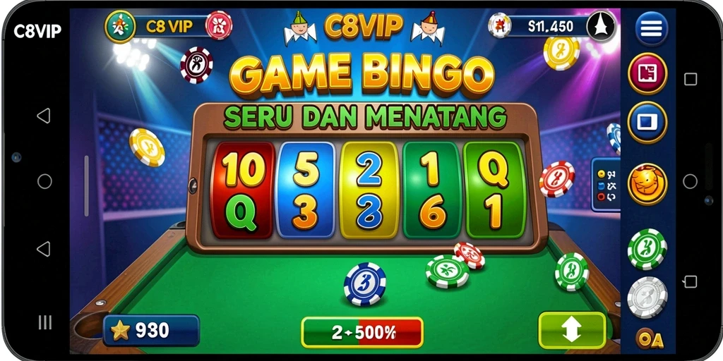 Screenshot gameplay C8VIP menampilkan keseruan bermain Bingo secara interaktif.