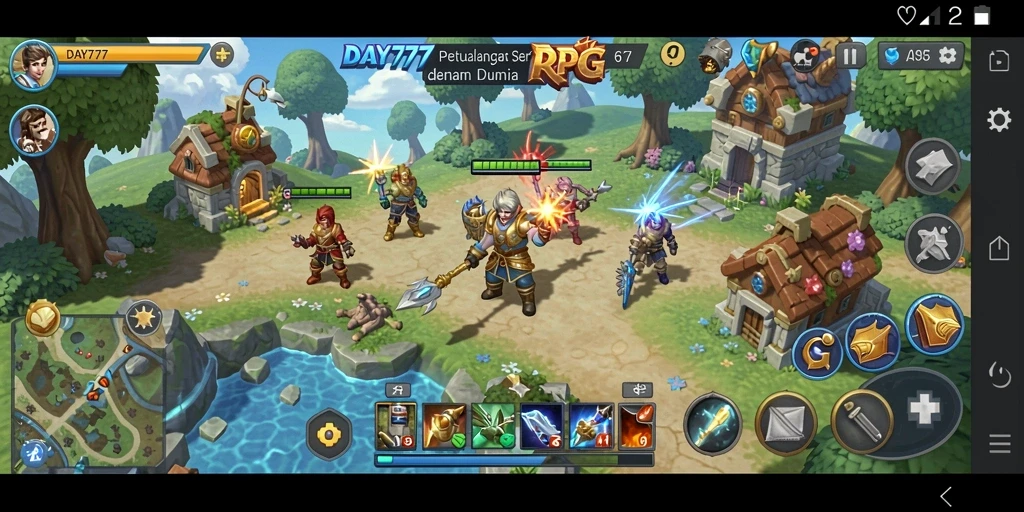 Screenshot utama DAY777 menampilkan aksi seru dalam gameplay RPG.