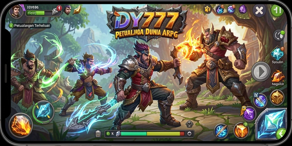 Tangkapan layar utama DY777 menampilkan pertempuran ARPG yang menegangkan.