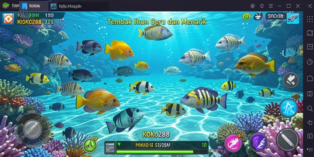Tampilan gameplay KOKO288 dengan aksi menembak ikan yang seru.