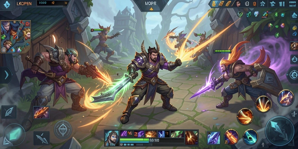 Screenshot menampilkan aksi seru di arena MOBA.