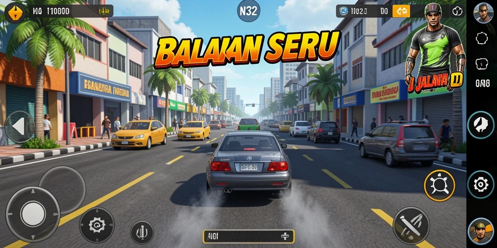 Gameplay N32 yang menegangkan dan penuh aksi balapan.