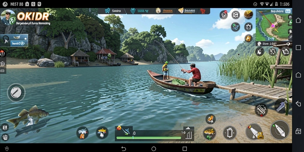 Gameplay seru dalam memancing dengan OKIDR.