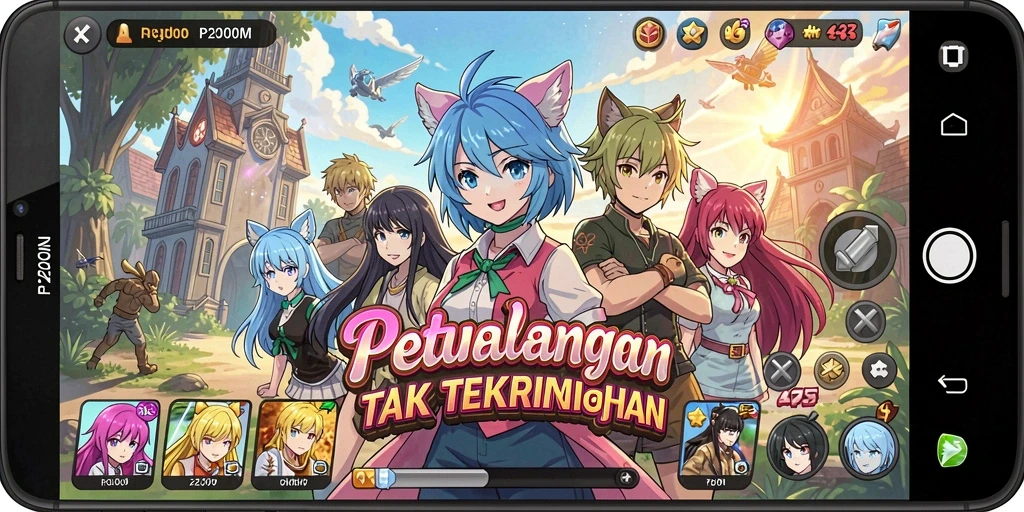 Tampilan menakjubkan dari gameplay di dunia Anime P200M.