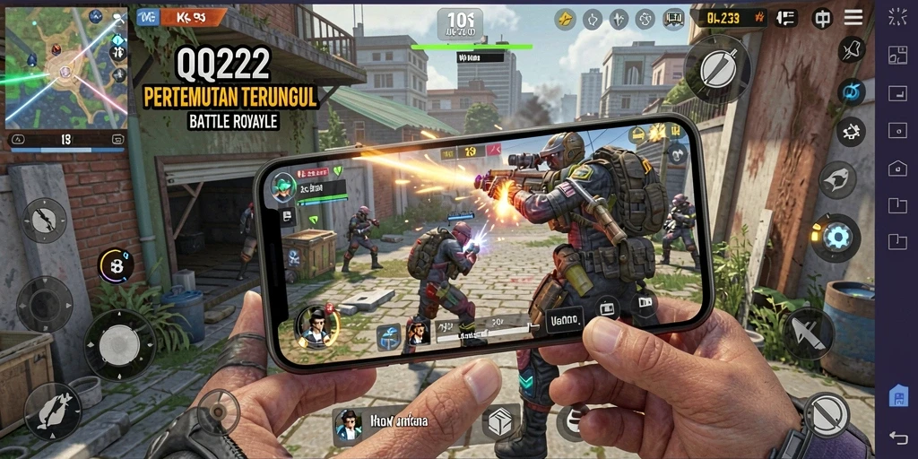 Tampilan gameplay seru dalam battle royale QQ222.