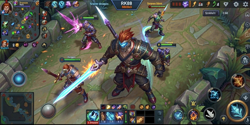 Screenshot menampilkan aksi seru di arena pertempuran RK88.