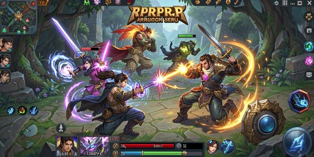 Tampilan aksi pertarungan seru dalam game MOBA RPRPRP.
