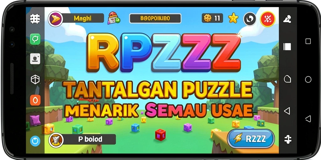 Tangkapan layar utama RPZZZ menunjukkan gameplay puzzle yang seru.