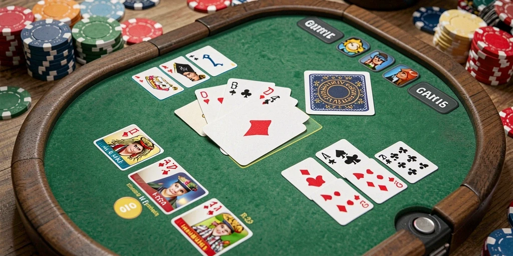 Screenshot utama RR33 menampilkan gameplay Gaple yang seru dan interaktif.