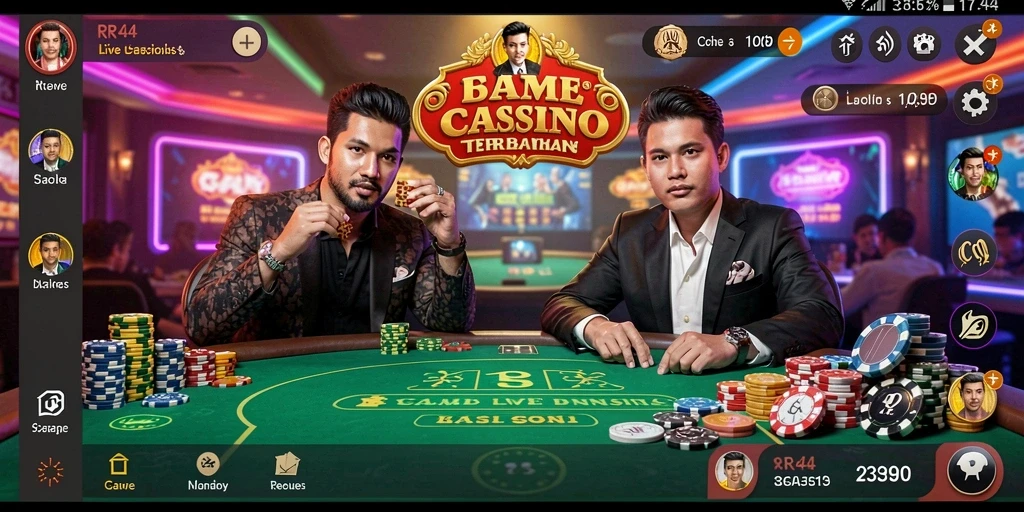Screenshot utama dari gameplay Live Casino di RR44 menunjukkan dealer interaktif dan pengalaman bermain yang mendebarkan.