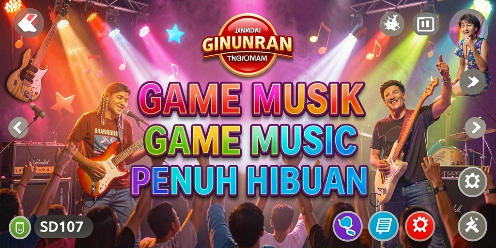Tampilan gameplay seru di SD107 dengan berbagai lagu.