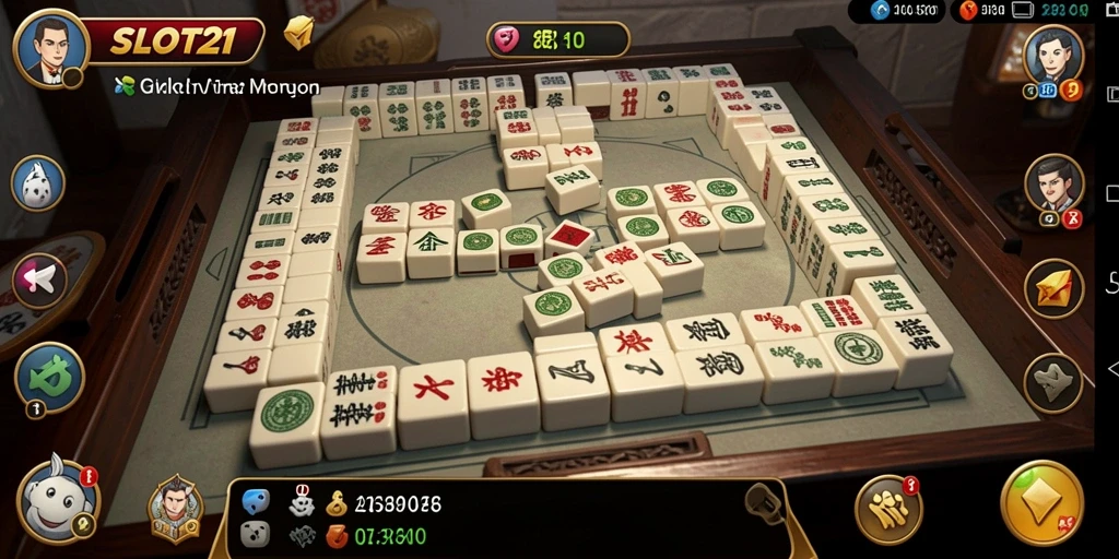 Tampilan gameplay menarik dari SLOT21 dengan elemen Mahjong yang menarik.