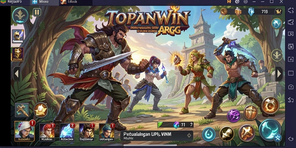 Tangkapan layar utama dari gameplay TOPANWIN yang penuh aksi dan petualangan.