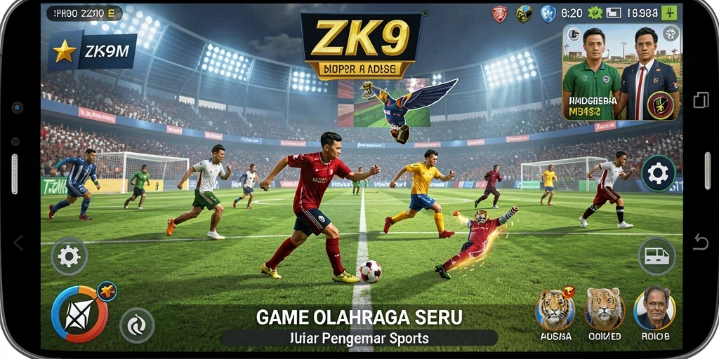 Tampilan gameplay seru di ZK9 dengan aksi olahraga yang mendebarkan.